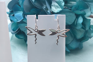Stylized Dragonfly Silver Necklace and Earrings Set