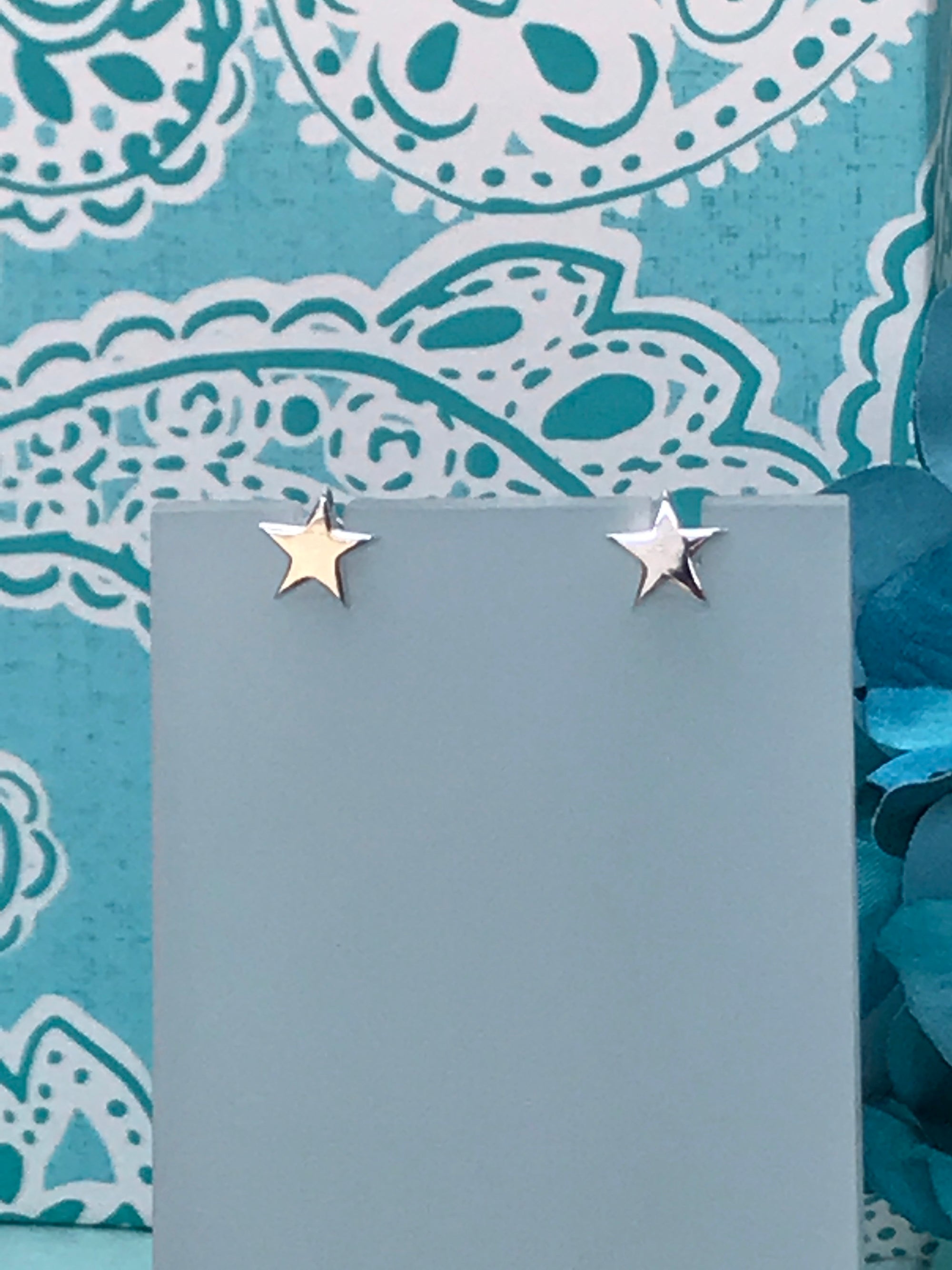 Flat Star Stud Silver Earrings
