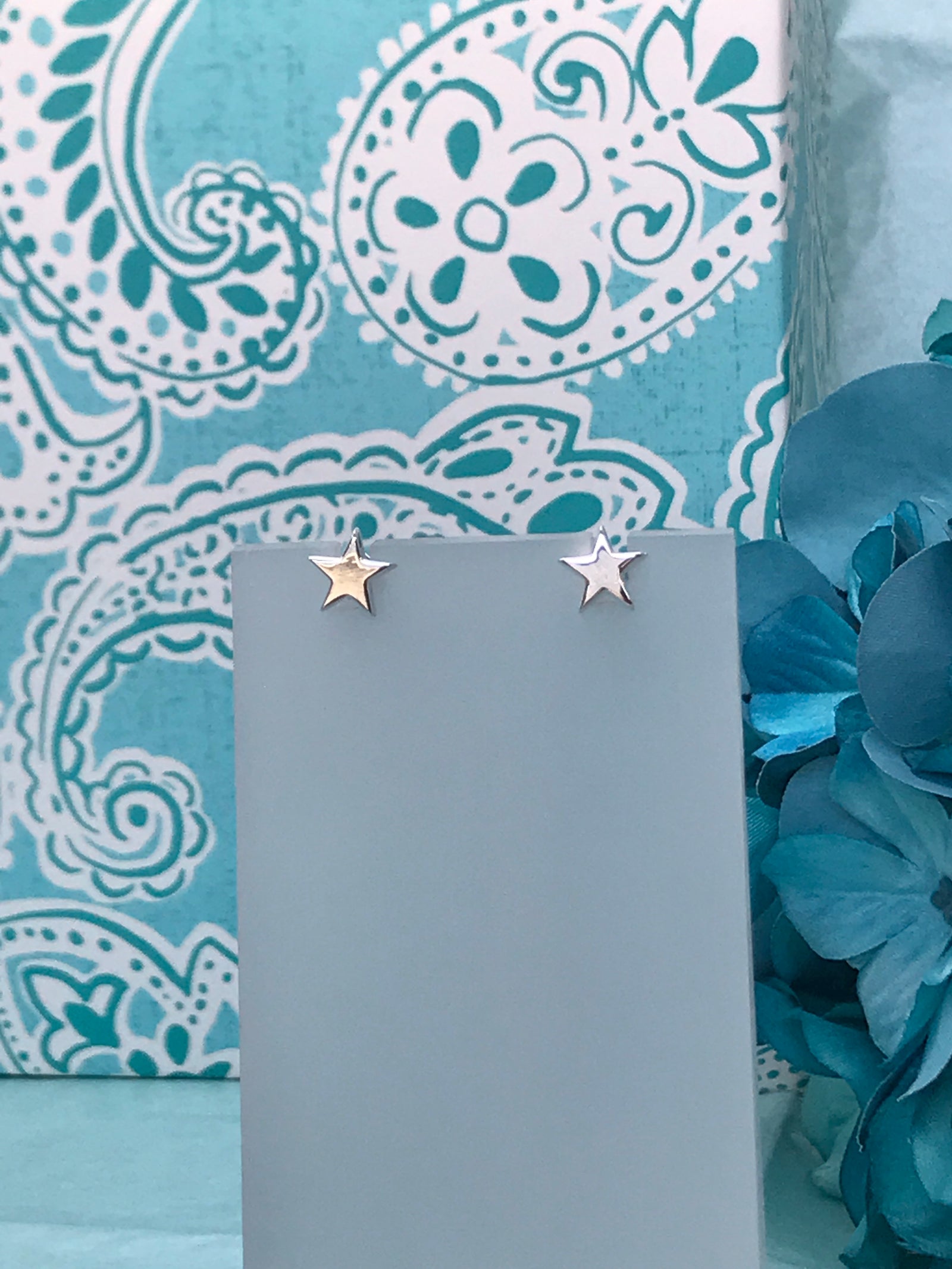 Flat Star Stud Silver Earrings