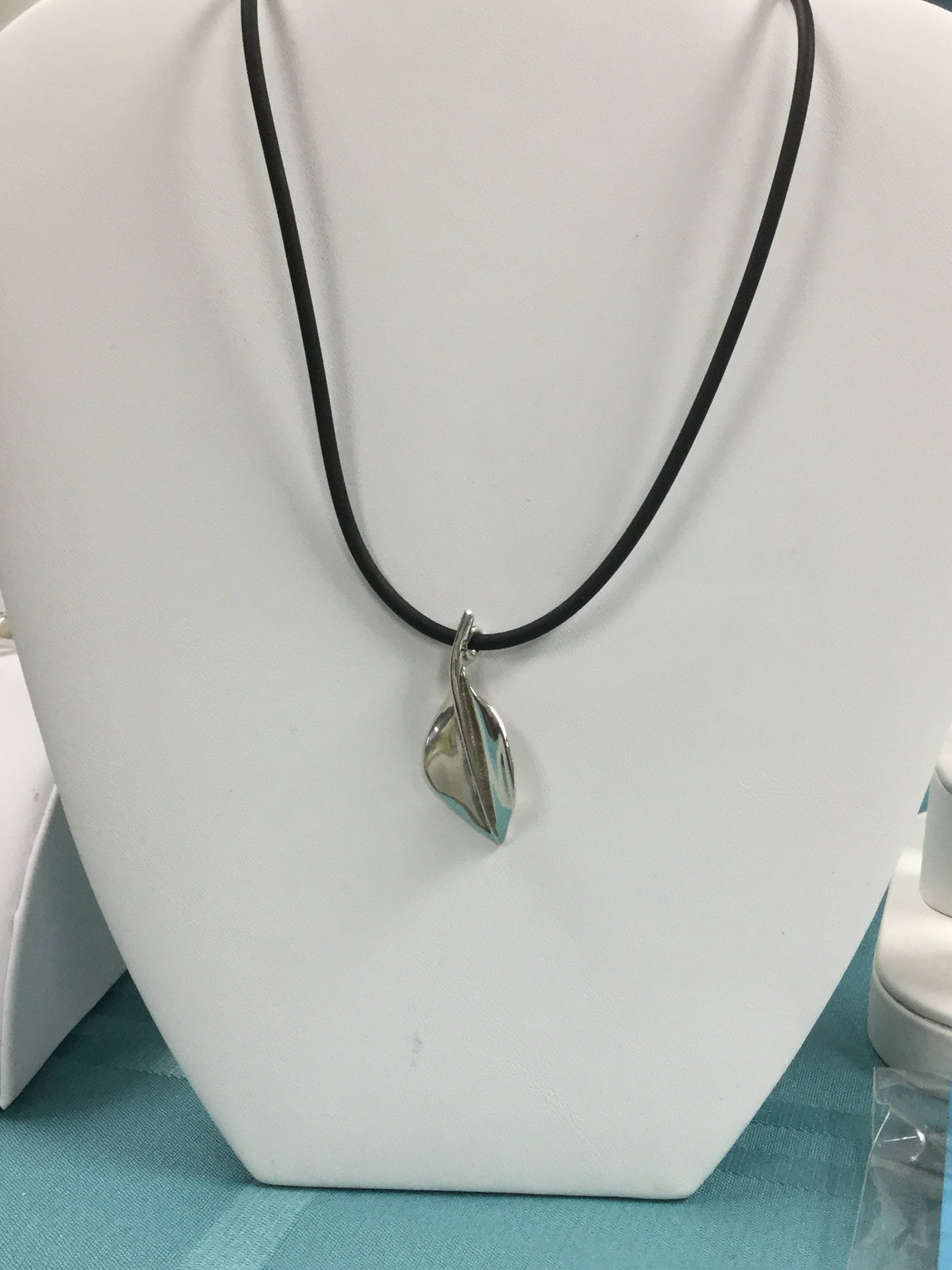 Solid Leaf Silver Pendant