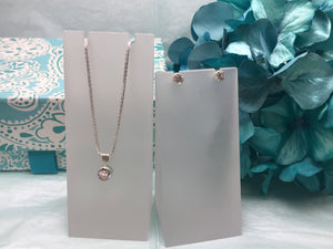 Round Zirconia Necklace and Earrings Sterling Silver Set