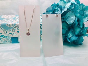 Heart Zirconia Necklace and Earrings Set