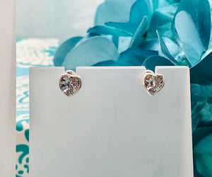 Heart Shaped Zirconia Necklace and Earrings Set