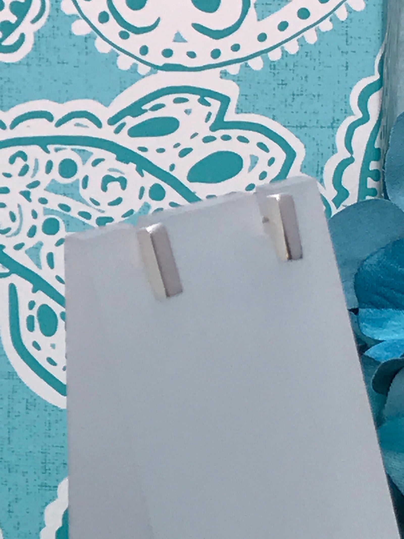 Rectangle Shaped Stud Silver Earrings