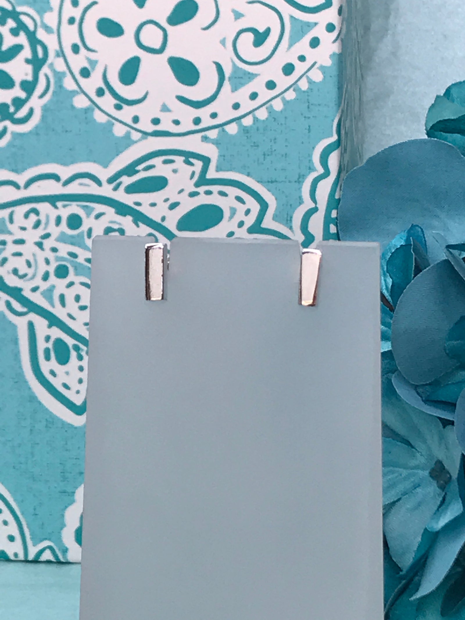 Rectangle Shaped Stud Silver Earrings