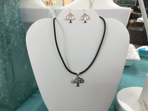 Tree of Life Silver Necklace and Earrings Set