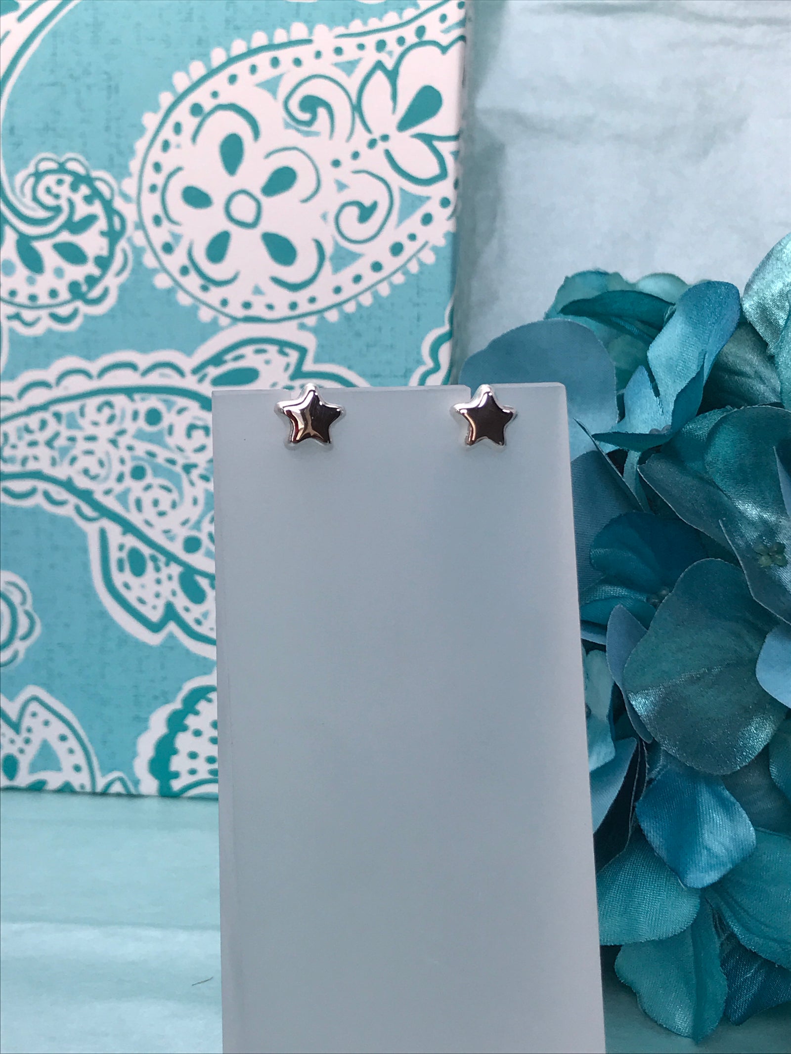 Thick Star Shaped Stud Silver Earrings