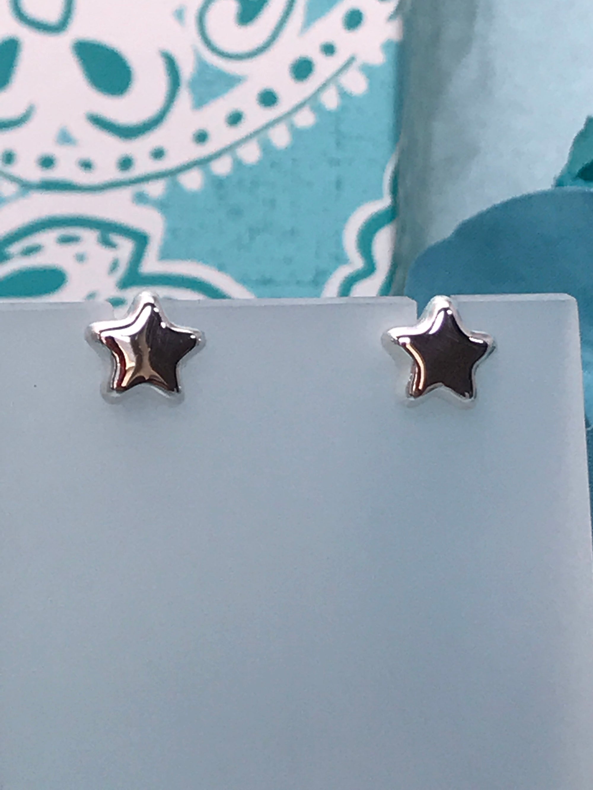 Thick Star Shaped Stud Silver Earrings