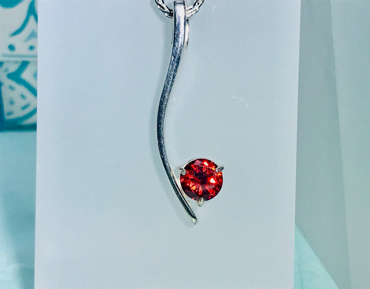 Modern Zirconia and Silver Pendant and Earrings Set